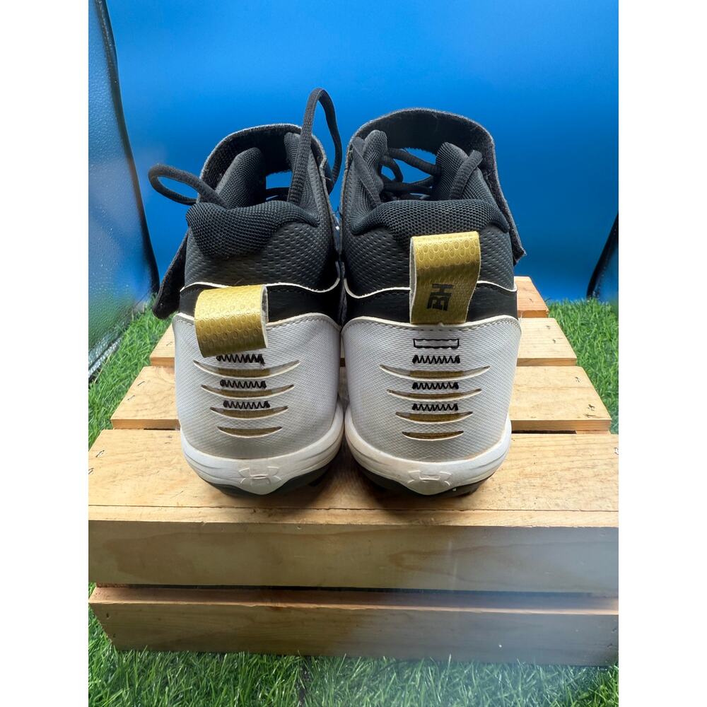 Under Armour Harper 6 Mid Molded Baseball Cleats-Black White Gold-Men's Size 12 - Picture 4 of 9